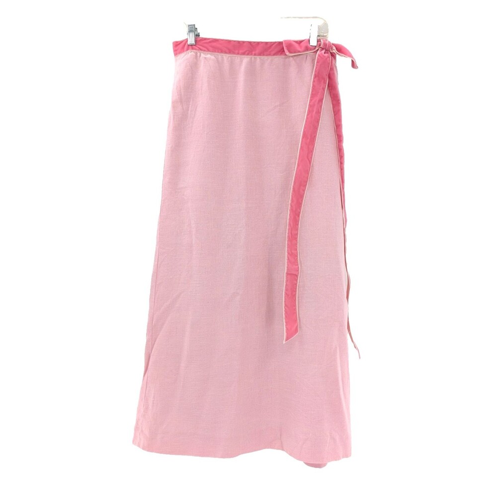 Frances Heffernan Winnetka Pink Velvet Bow Cotton Coquette Midi Skirt Size 12/14